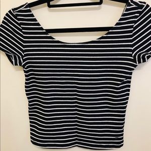 Black/white striped Crop Top